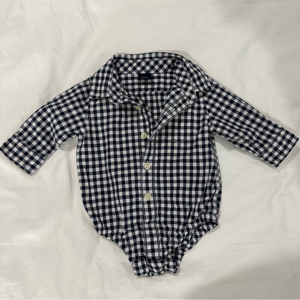 Baby GAP Gingham Navy Button Down for Baby Boy
